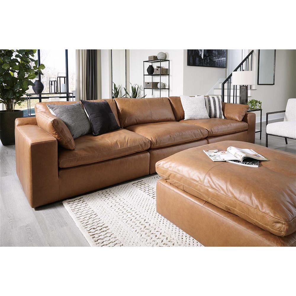 Rust colored leather sofa 